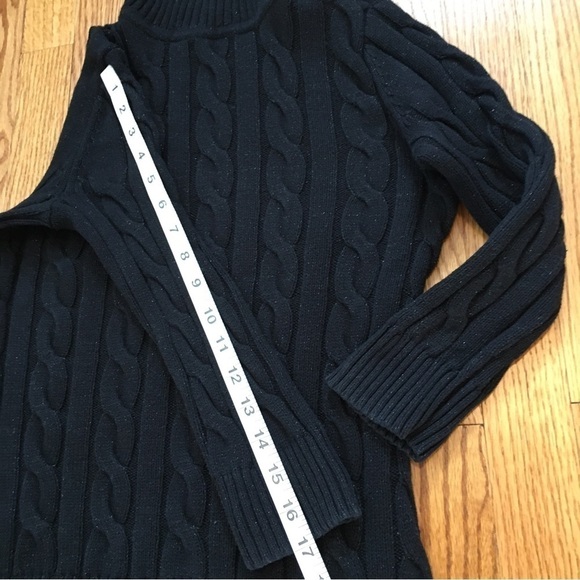 Studio Works Petite Black Turtle Neck Cable Knit Sweater - Picture 10 of 15